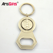 Atacado personalizável famosa marca bronze cobre em branco keychain abridor de garrafa